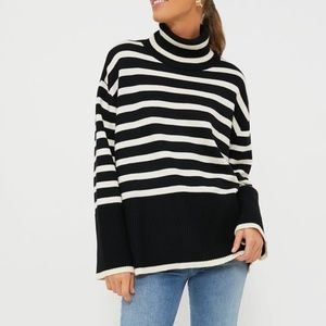 Moon River Striped Turtle Neck Top